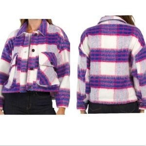 BlankNYC Cropped Blue/Pink Shacket Size XS